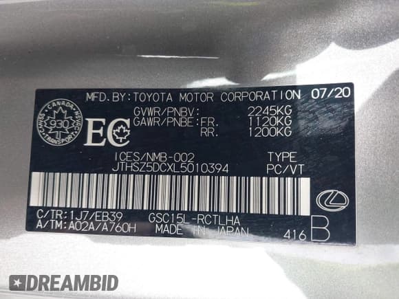 ✅ 2020 Lexus RC • VIN: JTHSZ5DCXL5010394 • Lot: 41879283. Wystawiony na IAAI z przebiegiem 22 112 mil. Bezpłatny archiwum sprzedaży aukcyjnych z USA i szczegółowy raport historii pojazdu na DreamBid. Zdjęcie 9.