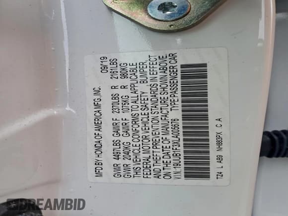 ✅ 2020 Acura TLX • VIN: 19UUB1F3XLA005676 • Lot: 94911345. Listed on Copart with 63,459 mi. Free auction sales archive from the USA and detailed vehicle history report at DreamBid. Image 12.