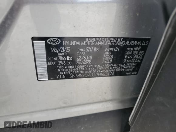 ✅ 2023 Hyundai Santa Fe SEL • VIN: 5NMS2DAJ3PH585474 • Lot: 61792404. Wystawiony na Copart z przebiegiem 15 563 mil. Bezpłatny archiwum sprzedaży aukcyjnych z USA i szczegółowy raport historii pojazdu na DreamBid. Zdjęcie 15.