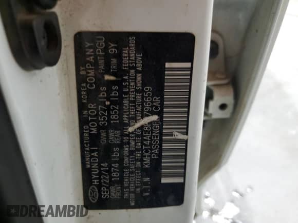 2015 Hyundai Accent GLS with VIN KMHCT4AE8FU796659, listed as a Copart auction lot 57494775 with 144,825 mi miles and Clean title. Bid and sale history available at DreamBid. Image 13.