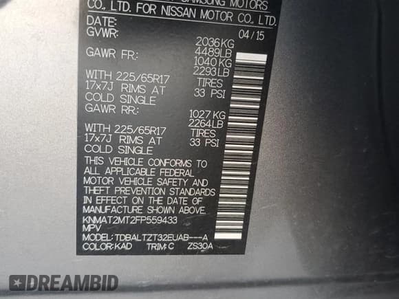 ✅ 2015 Nissan Rogue S • VIN: KNMAT2MT2FP559433 • Lot: 81963515. Listed on Copart with 119,707 mi. Free auction sales archive from the USA and detailed vehicle history report at DreamBid. Image 13.