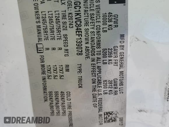 ✅ 2014 Chevrolet Silverado 2500HD Work Truck • VIN: 1GC1KVC84EF139078 • Lot: 86318785. Wystawiony na Copart z przebiegiem 155 971 mil. Bezpłatny archiwum sprzedaży aukcyjnych z USA i szczegółowy raport historii pojazdu na DreamBid. Zdjęcie 13.