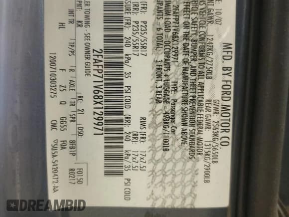 ✅ 2008 Ford Police Interceptor • VIN: 2FAFP71V68X129971 • Lot: 72078705. Wystawiony na Copart z przebiegiem 140 098 mil. Bezpłatny archiwum sprzedaży aukcyjnych z USA i szczegółowy raport historii pojazdu na DreamBid. Zdjęcie 12.