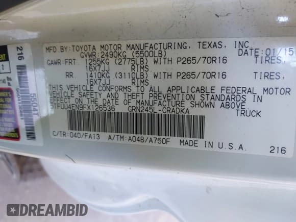 ✅ 2015 Toyota Tacoma • VIN: 5TFUU4EN9FX126536 • Lot: 42661387. Wystawiony na IAAI z przebiegiem 85 538 mil. Bezpłatny archiwum sprzedaży aukcyjnych z USA i szczegółowy raport historii pojazdu na DreamBid. Zdjęcie 9.