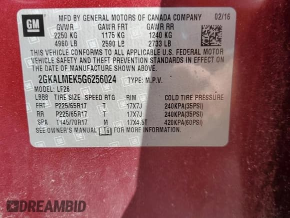 ✅ 2016 GMC Terrain SLE • VIN: 2GKALMEK5G6256024 • Лот: 81831545. Опубликован ранее на Copart с пробегом Не указан. Бесплатный доступ к архиву аукционных продаж из США и подробный отчёт об истории автомобиля на DreamBid. Изображение 13.