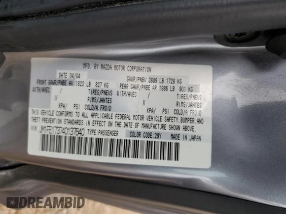 ✅ 2004 Mazda RX-8 • VIN: JM1FE173740137640 • Lot: 56788375. Wystawiony na Copart z przebiegiem 90 259 mil. Bezpłatny archiwum sprzedaży aukcyjnych z USA i szczegółowy raport historii pojazdu na DreamBid. Zdjęcie 12.