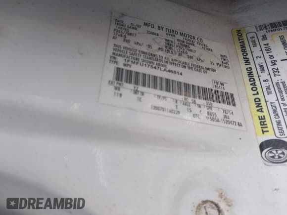 ✅ 2007 Ford Expedition Eddie Bauer • VIN: 1FMFU17547LA46814 • Lot: 43762398. Listed on IAAI with 339,471 mi. Free auction sales archive from the USA and detailed vehicle history report at DreamBid. Image 9.