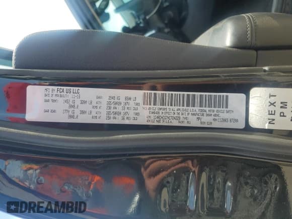 ✅ 2017 Dodge Durango GT • VIN: 1C4RDHDG7HC724229 • Lot: 54739155. Listed on Copart with 98,236 mi. Free auction sales archive from the USA and detailed vehicle history report at DreamBid. Image 13.