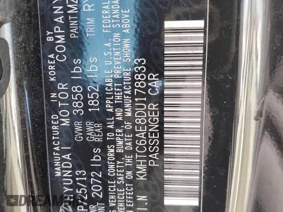 2013 Hyundai Veloster Turbo с VIN KMHTC6AE8DU178833, выставлен на аукционе Copart как лот 61944125 с пробегом 149 564 миль миль и Списание • Salvage title. История ставок и продаж доступна на DreamBid. Изображение 14.