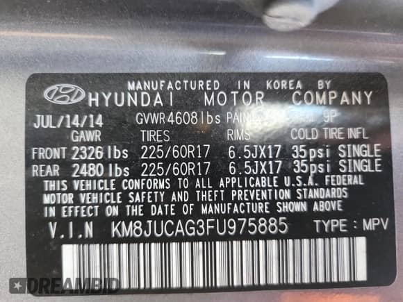 2015 Hyundai Tucson Limited с VIN KM8JUCAG3FU975885, выставлен на аукционе Copart как лот 85113405 с пробегом 137 503 миль миль и Списание • Salvage title. История ставок и продаж доступна на DreamBid. Изображение 13.