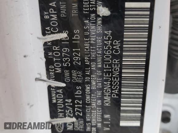 ✅ 2015 Hyundai Genesis 3.8L • VIN: KMHGN4JE1FU065454 • Lot: 41642045. Wystawiony na Copart z przebiegiem 220 657 mil. Bezpłatny archiwum sprzedaży aukcyjnych z USA i szczegółowy raport historii pojazdu na DreamBid. Zdjęcie 12.