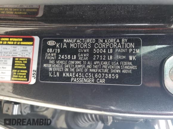 ✅ 2020 Kia Stinger GT1 • VIN: KNAE45LC5L6073859 • Lot: 84185075. Listed on Copart with Not provided. Free auction sales archive from the USA and detailed vehicle history report at DreamBid. Image 12.