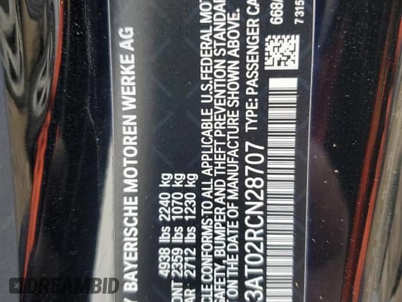 ✅ 2024 BMW 4 Series 430i xDrive • VIN: WBA43AT02RCN28707 • Lot: 84617304. Listed on Copart with Not provided. Free auction sales archive from the USA and detailed vehicle history report at DreamBid. Image 12.