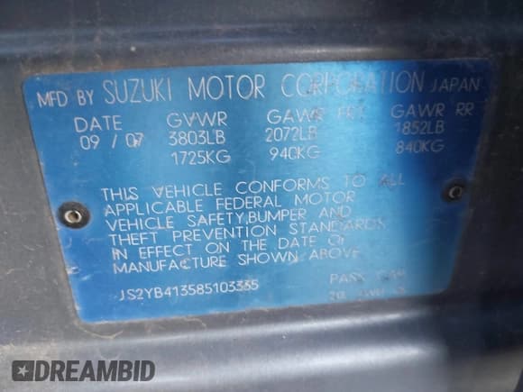 ✅ 2008 Suzuki SX4 • VIN: JS2YB413585103335 • Lot: 43717329. Wystawiony na IAAI z przebiegiem 185 079 mil. Bezpłatny archiwum sprzedaży aukcyjnych z USA i szczegółowy raport historii pojazdu na DreamBid. Zdjęcie 9.