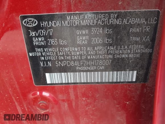 ✅ 2017 Hyundai Elantra Value Edition • VIN: 5NPD84LF2HH178007 • Lot: 43159983. Listed on IAAI with 138,444 mi. Free auction sales archive from the USA and detailed vehicle history report at DreamBid. Image 9.