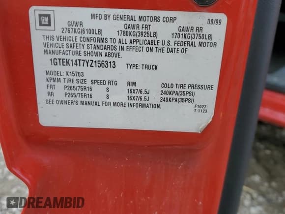 ✅ 2000 GMC Sierra 1500 SLE • VIN: 1GTEK14T7YZ156313 • Лот: 44302425. Опубликован ранее на Copart с пробегом 177 719 миль. Бесплатный доступ к архиву аукционных продаж из США и подробный отчёт об истории автомобиля на DreamBid. Изображение 14.