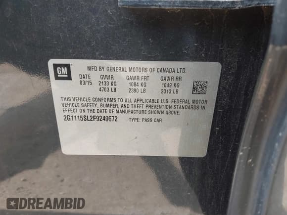 ✅ 2015 Chevrolet Impala LT • VIN: 2G1115SL2F9249672 • Lot: 43005096. Wystawiony na IAAI z przebiegiem 138 123 mil. Bezpłatny archiwum sprzedaży aukcyjnych z USA i szczegółowy raport historii pojazdu na DreamBid. Zdjęcie 9.