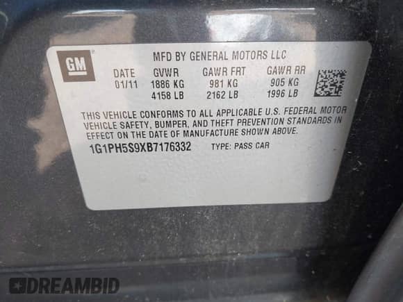 2011 Chevrolet Cruze LTZ с VIN 1G1PH5S9XB7176332, выставлен на аукционе IAAI как лот 43601161 с пробегом 165 185 миль миль и . История ставок и продаж доступна на DreamBid. Изображение 9.