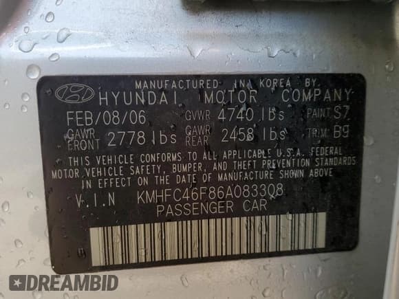 ✅ 2006 Hyundai Azera SE • VIN: KMHFC46F86A083308 • Lot: 84733895. Listed on Copart with 118,913 mi. Free auction sales archive from the USA and detailed vehicle history report at DreamBid. Image 12.