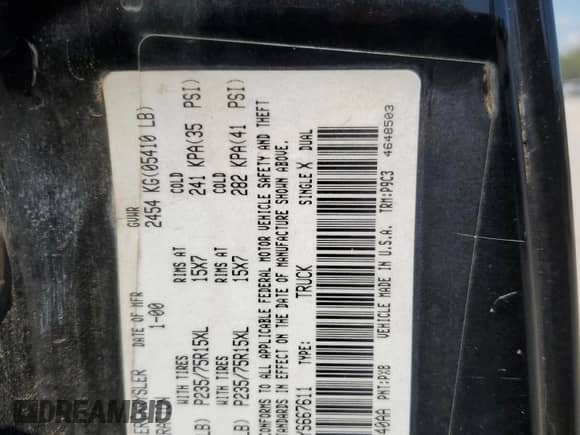 2000 Dodge Dakota Sport z VIN 1B7GG26N7YS667611, wystawiony jako Copart lot #71181355 z przebiegiem 218 471 mil mil oraz Szkoda całkowita • Salvage title. Historia ofert i sprzedaży dostępna na DreamBid. Obrazek 12.
