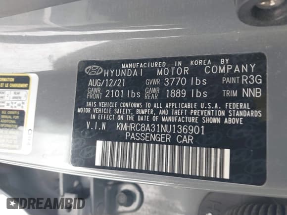 ✅ 2022 Hyundai Venue Limited • VIN: KMHRC8A31NU136901 • Lot: 41602937. Listed on IAAI with 49,096 mi. Free auction sales archive from the USA and detailed vehicle history report at DreamBid. Image 9.