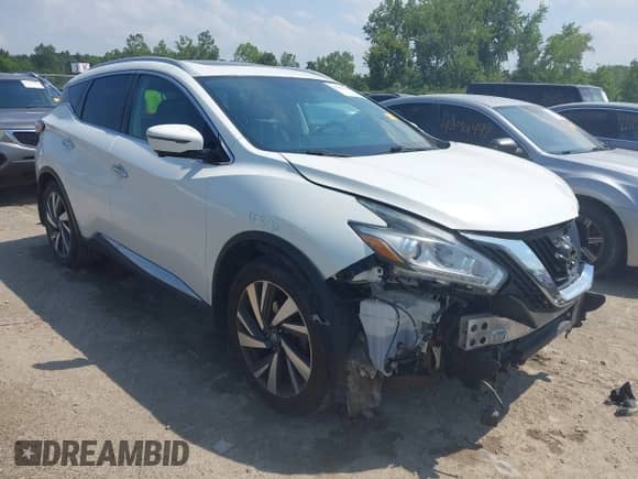 2016 Nissan Murano SV with VIN 5N1AZ2MH9GN121981, listed as a IAAI auction lot 42905157 with 126,558 mi miles and . Bid and sale history available at DreamBid. Image 1.