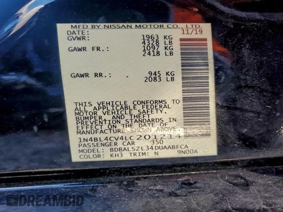 ✅ 2020 Nissan Altima SR • VIN: 1N4BL4CV4LC201214 • Лот: 82459585. Опубликован ранее на Copart с пробегом 130 201 миль. Бесплатный доступ к архиву аукционных продаж из США и подробный отчёт об истории автомобиля на DreamBid. Изображение 12.