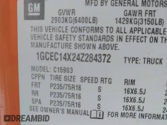 2004 Chevrolet Silverado 1500 Work Truck z VIN 1GCEC14X24Z284372, wystawiony jako IAAI lot #41714675 z przebiegiem 193 486 mil mil oraz . Historia ofert i sprzedaży dostępna na DreamBid. Obrazek 9.