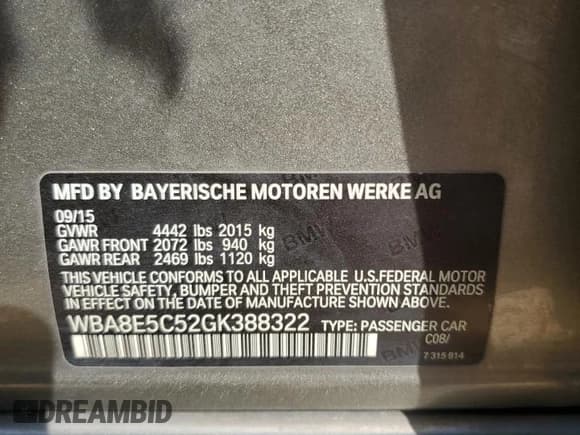 ✅ 2016 BMW 3 Series 328d • VIN: WBA8E5C52GK388322 • Лот: 86853125. Опубликован ранее на Copart с пробегом 165 725 миль. Бесплатный доступ к архиву аукционных продаж из США и подробный отчёт об истории автомобиля на DreamBid. Изображение 12.