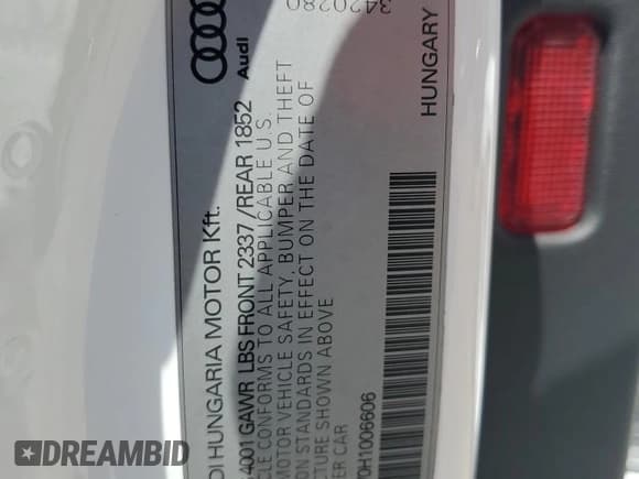 ✅ 2017 Audi TT Roadster • VIN: TRUT5CFV0H1006606 • Lot: 63815674. Listed on Copart with 20,485 mi. Free auction sales archive from the USA and detailed vehicle history report at DreamBid. Image 13.