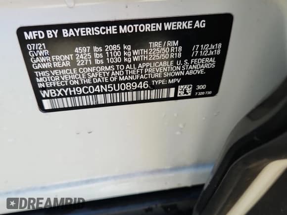 ✅ 2022 BMW X2 sDrive28i • VIN: WBXYH9C04N5U08946 • Lot: 90330905. Wystawiony na Copart z przebiegiem 82 429 mil. Bezpłatny archiwum sprzedaży aukcyjnych z USA i szczegółowy raport historii pojazdu na DreamBid. Zdjęcie 12.