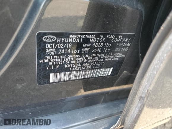 ✅ 2019 Genesis G70 Advanced • VIN: KMTG34LA4KU025546 • Lot: 66545555. Listed on Copart with 45,251 mi. Free auction sales archive from the USA and detailed vehicle history report at DreamBid. Image 12.