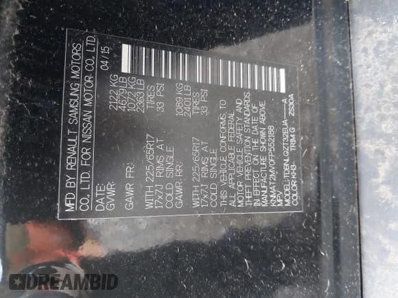 ✅ 2015 Nissan Rogue S • VIN: KNMAT2MV0FP552188 • Lot: 43598528. Listed on IAAI with 84,992 mi. Free auction sales archive from the USA and detailed vehicle history report at DreamBid. Image 9.