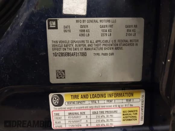 ✅ 2010 Chevrolet Malibu 1LS • VIN: 1G1ZB5EB5AF317093 • Lot: 43561330. Wystawiony na IAAI z przebiegiem 150 434 mil. Bezpłatny archiwum sprzedaży aukcyjnych z USA i szczegółowy raport historii pojazdu na DreamBid. Zdjęcie 9.