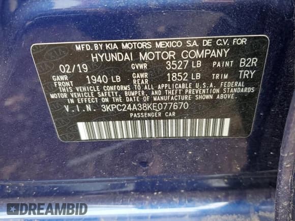 ✅ 2019 Hyundai Accent SE • VIN: 3KPC24A38KE077670 • Лот: 73117354. Опубликован ранее на Copart с пробегом Не указан. Бесплатный доступ к архиву аукционных продаж из США и подробный отчёт об истории автомобиля на DreamBid. Изображение 12.