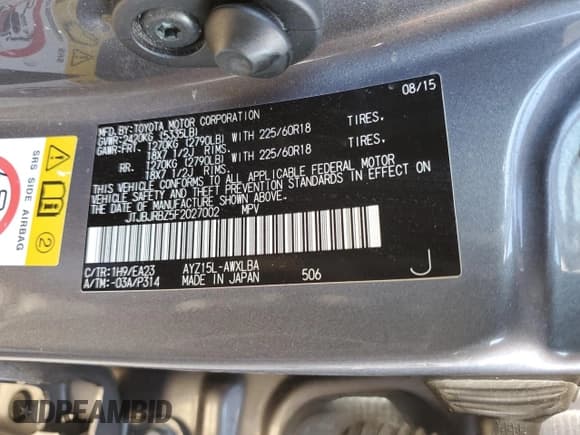 ✅ 2015 Lexus NX 300h • VIN: JTJBJRBZ5F2027002 • Лот: 70599525. Опубликован ранее на Copart с пробегом 158 288 миль. Бесплатный доступ к архиву аукционных продаж из США и подробный отчёт об истории автомобиля на DreamBid. Изображение 13.