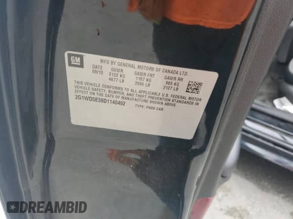 2013 Chevrolet Impala Police с VIN 2G1WD5E38D1140492, выставлен на аукционе Copart как лот 60832155 с пробегом 121 114 миль миль и Списание • Salvage title. История ставок и продаж доступна на DreamBid. Изображение 12.