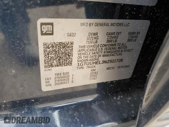 ✅ 2022 GMC Sierra 1500 Denali Ultimate • VIN: 1GTUUHEL3NZ511728 • Lot: 44586015. Wystawiony na Copart z przebiegiem 34 176 mil. Bezpłatny archiwum sprzedaży aukcyjnych z USA i szczegółowy raport historii pojazdu na DreamBid. Zdjęcie 13.