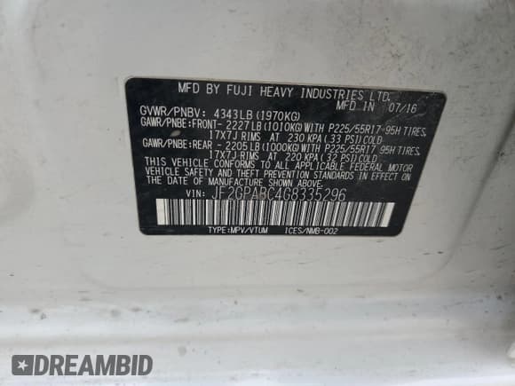 ✅ 2016 Subaru Crosstrek Premium • VIN: JF2GPABC4G8335296 • Lot: 91228345. Listed on Copart with 158,843 mi. Free auction sales archive from the USA and detailed vehicle history report at DreamBid. Image 12.