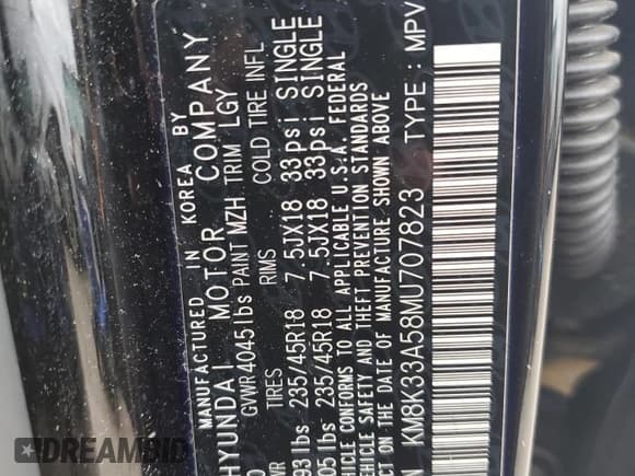 ✅ 2021 Hyundai Kona Limited • VIN: KM8K33A58MU707823 • Лот: 72263674. Опубликован ранее на Copart с пробегом 62 024 миль. Бесплатный доступ к архиву аукционных продаж из США и подробный отчёт об истории автомобиля на DreamBid. Изображение 12.