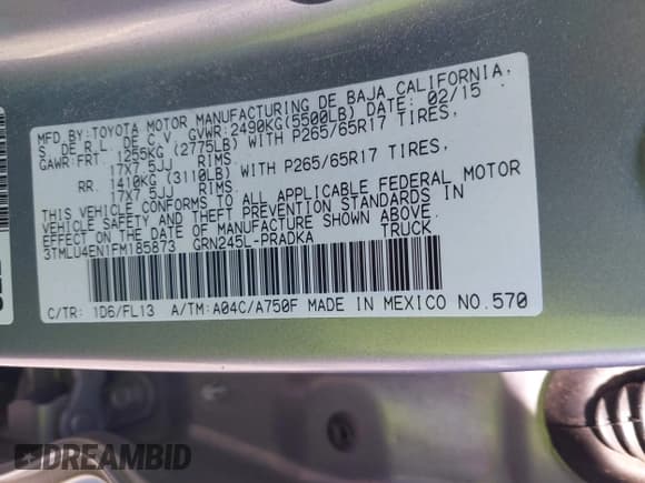 ✅ 2015 Toyota Tacoma • VIN: 3TMLU4EN1FM185873 • Lot: 41970430. Listed on IAAI with 191,790 mi. Free auction sales archive from the USA and detailed vehicle history report at DreamBid. Image 9.