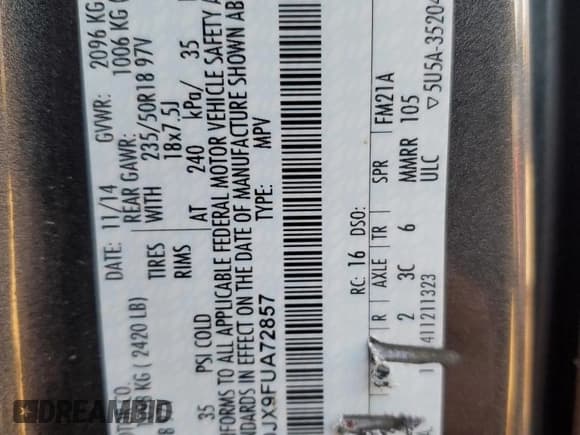 ✅ 2015 Ford Escape Titanium • VIN: 1FMCU0JX9FUA72857 • Lot: 86141735. Listed on Copart with 157,168 mi. Free auction sales archive from the USA and detailed vehicle history report at DreamBid. Image 12.