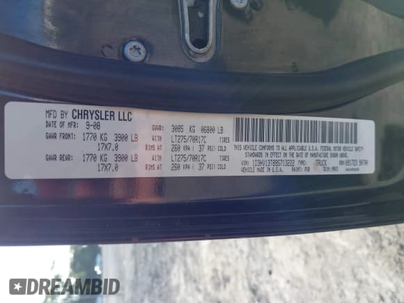 ✅ 2009 Dodge 1500 Laramie • VIN: 1D3HV13T89S713222 • Lot: 42346085. Wystawiony na IAAI z przebiegiem 148 110 mil. Bezpłatny archiwum sprzedaży aukcyjnych z USA i szczegółowy raport historii pojazdu na DreamBid. Zdjęcie 9.