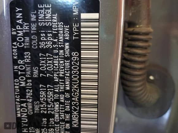 2019 Hyundai Kona SEL z VIN KM8K23AG2KU030298, wystawiony jako Copart lot #54895315 z przebiegiem 13 073 mil mil oraz Szkoda całkowita • Salvage title. Historia ofert i sprzedaży dostępna na DreamBid. Obrazek 14.