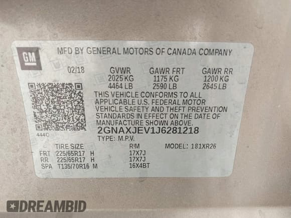 ✅ 2018 Chevrolet Equinox LT • VIN: 2GNAXJEV1J6281218 • Лот: 43360463. Опубликован ранее на IAAI с пробегом 126 836 миль. Бесплатный доступ к архиву аукционных продаж из США и подробный отчёт об истории автомобиля на DreamBid. Изображение 9.