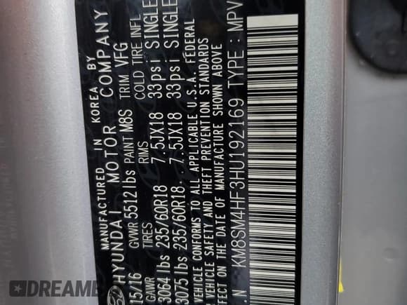 ✅ 2017 Hyundai Santa Fe SE • VIN: KM8SM4HF3HU192169 • Лот: 41246054. Опубликован ранее на Copart с пробегом 119 153 миль. Бесплатный доступ к архиву аукционных продаж из США и подробный отчёт об истории автомобиля на DreamBid. Изображение 13.