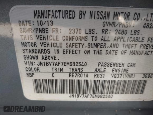 ✅ 2014 Infiniti Q50 Premium • VIN: JN1BV7AP7EM682540 • Lot: 43693093. Wystawiony na IAAI z przebiegiem 121 733 mil. Bezpłatny archiwum sprzedaży aukcyjnych z USA i szczegółowy raport historii pojazdu na DreamBid. Zdjęcie 9.