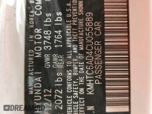 2012 Hyundai Veloster w/Red Int z VIN KMHTC6AD4CU055889, wystawiony jako Copart lot #62264394 z przebiegiem 138 504 mil mil oraz Szkoda całkowita • Salvage title. Historia ofert i sprzedaży dostępna na DreamBid. Obrazek 12.