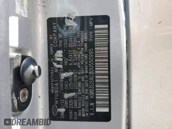 2013 Hyundai Tucson GLS z VIN KM8JU3AC8DU550995, wystawiony jako Copart lot #70293494 z przebiegiem 175 354 mil mil oraz Szkoda całkowita • Salvage title. Historia ofert i sprzedaży dostępna na DreamBid. Obrazek 13.