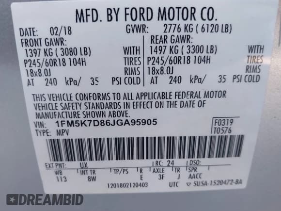 ✅ 2018 Ford Explorer XLT • VIN: 1FM5K7D86JGA95905 • Lot: 41661996. Wystawiony na IAAI z przebiegiem 83 443 mil. Bezpłatny archiwum sprzedaży aukcyjnych z USA i szczegółowy raport historii pojazdu na DreamBid. Zdjęcie 9.